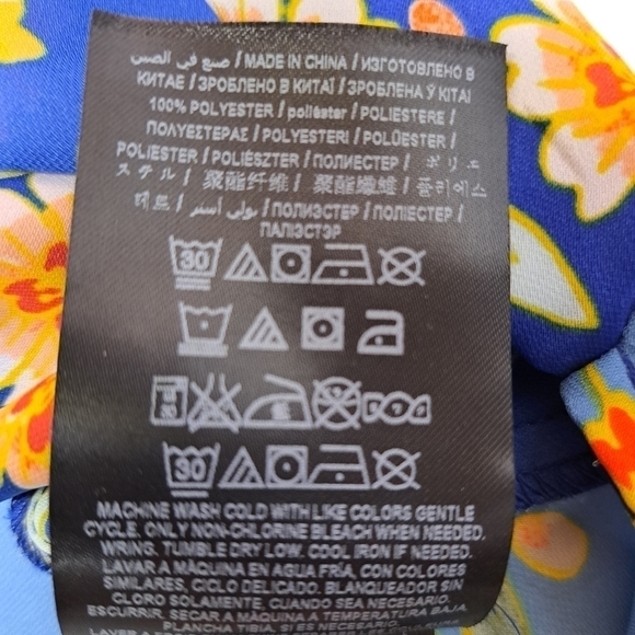 Guess Floral V-Neck Blouse - Blue and Yellow - Picture 10 of 10